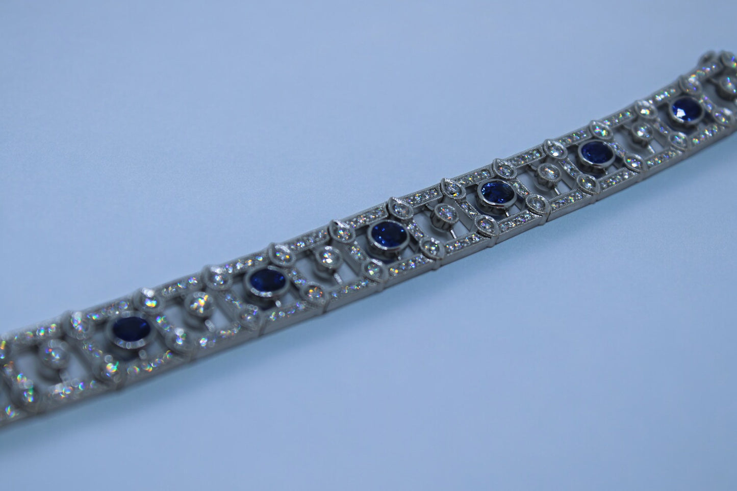 Whitegold Bracelet Saphire-Diamonds