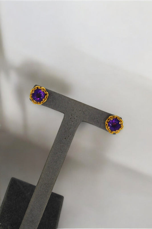 Pendientes de oro 18k con ametistas violetas