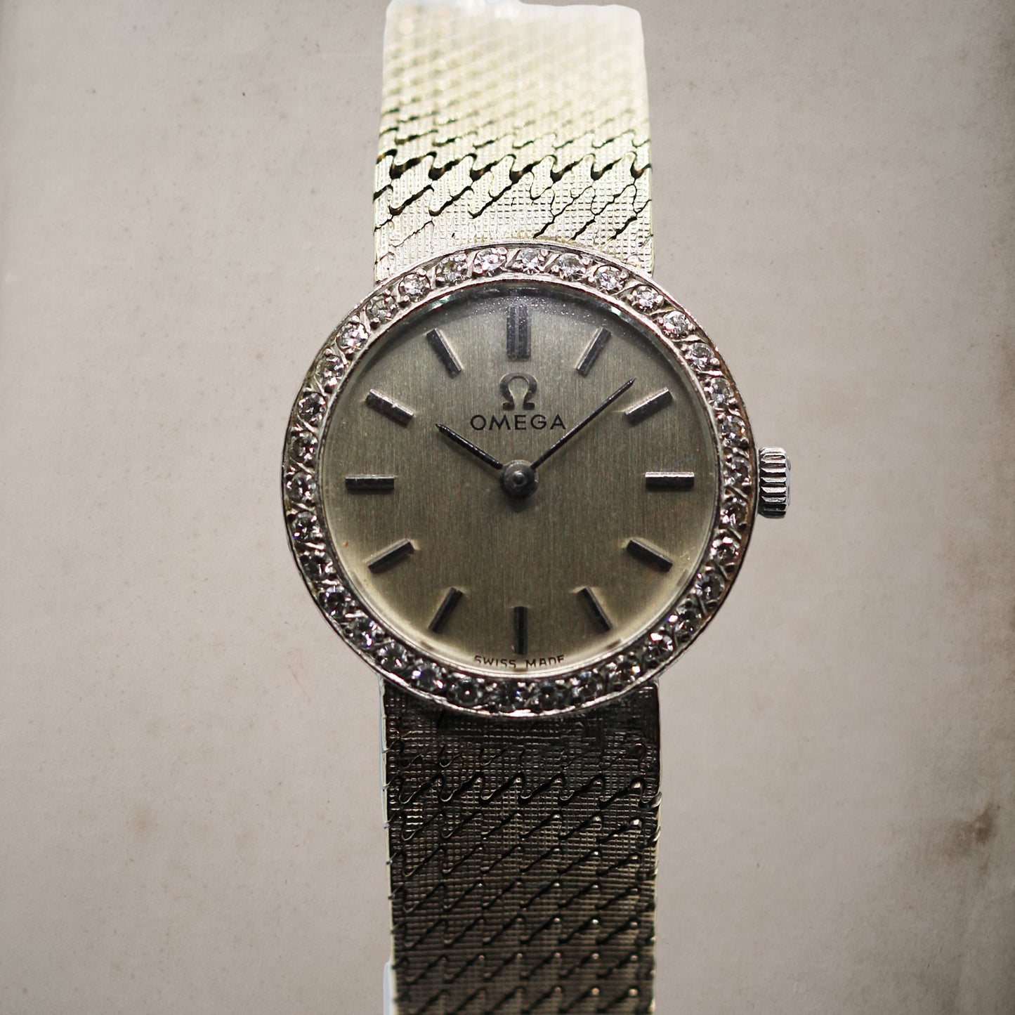 Omega - Vintage Silver Diamond-Bezel