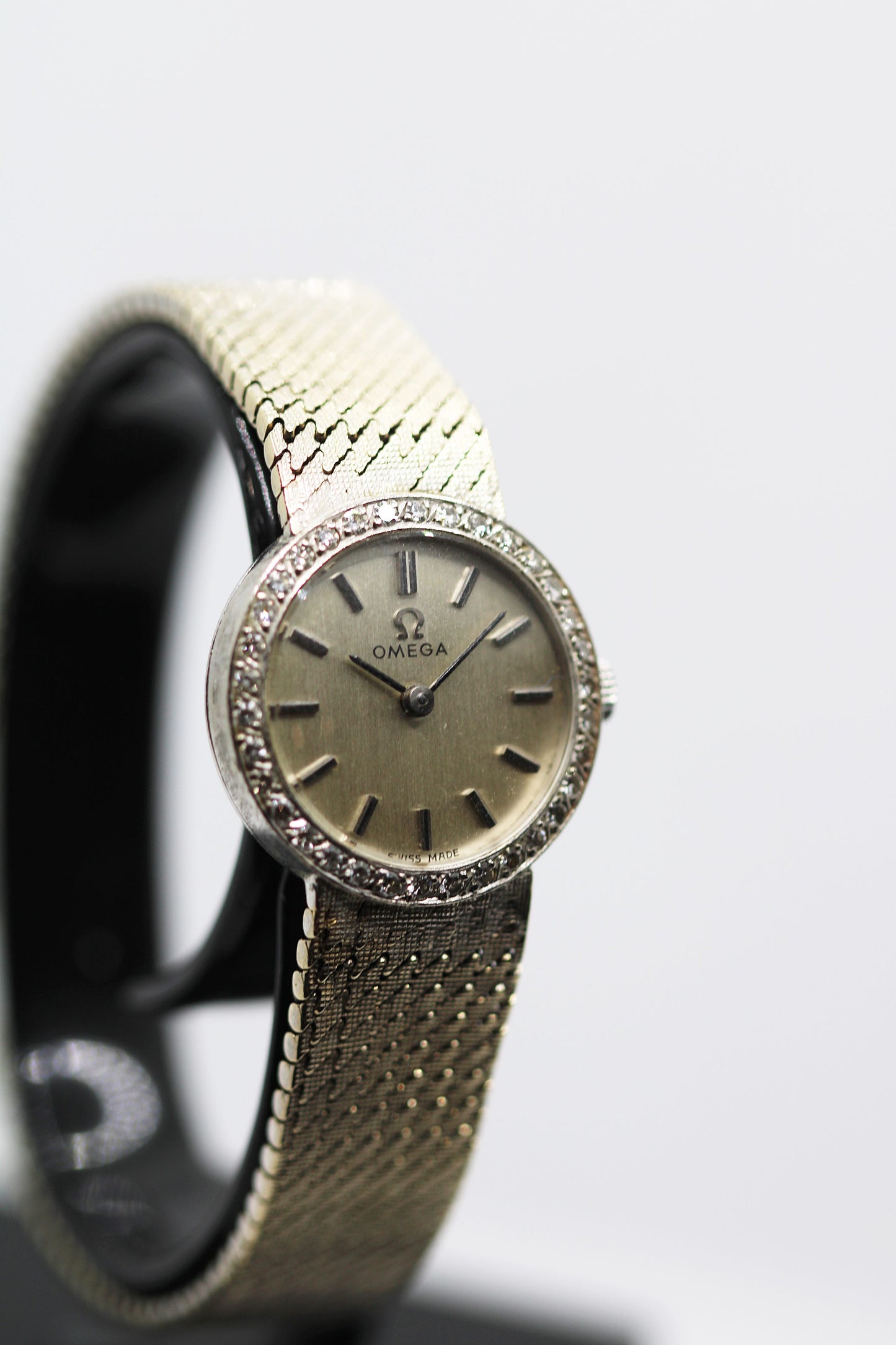 Omega - Vintage Silver Diamond-Bezel