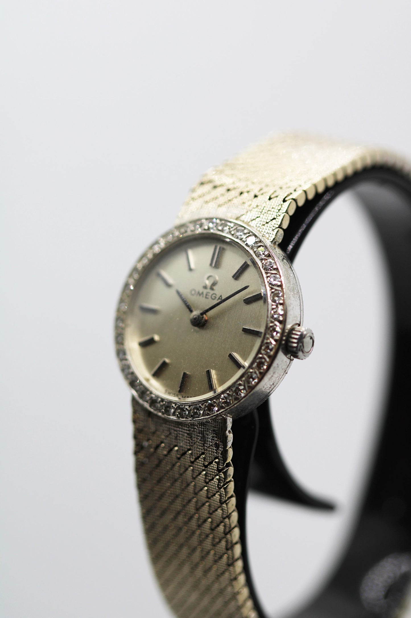 Omega - Vintage Silver Diamond-Bezel