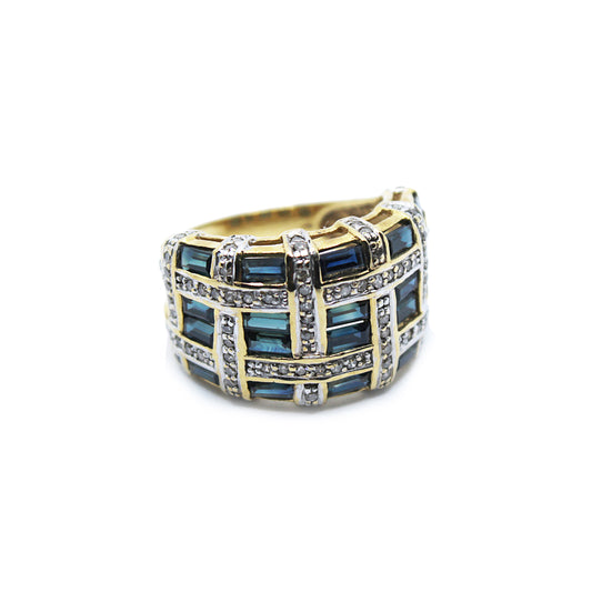 Ring Gold 18ct Diamonds Saphires