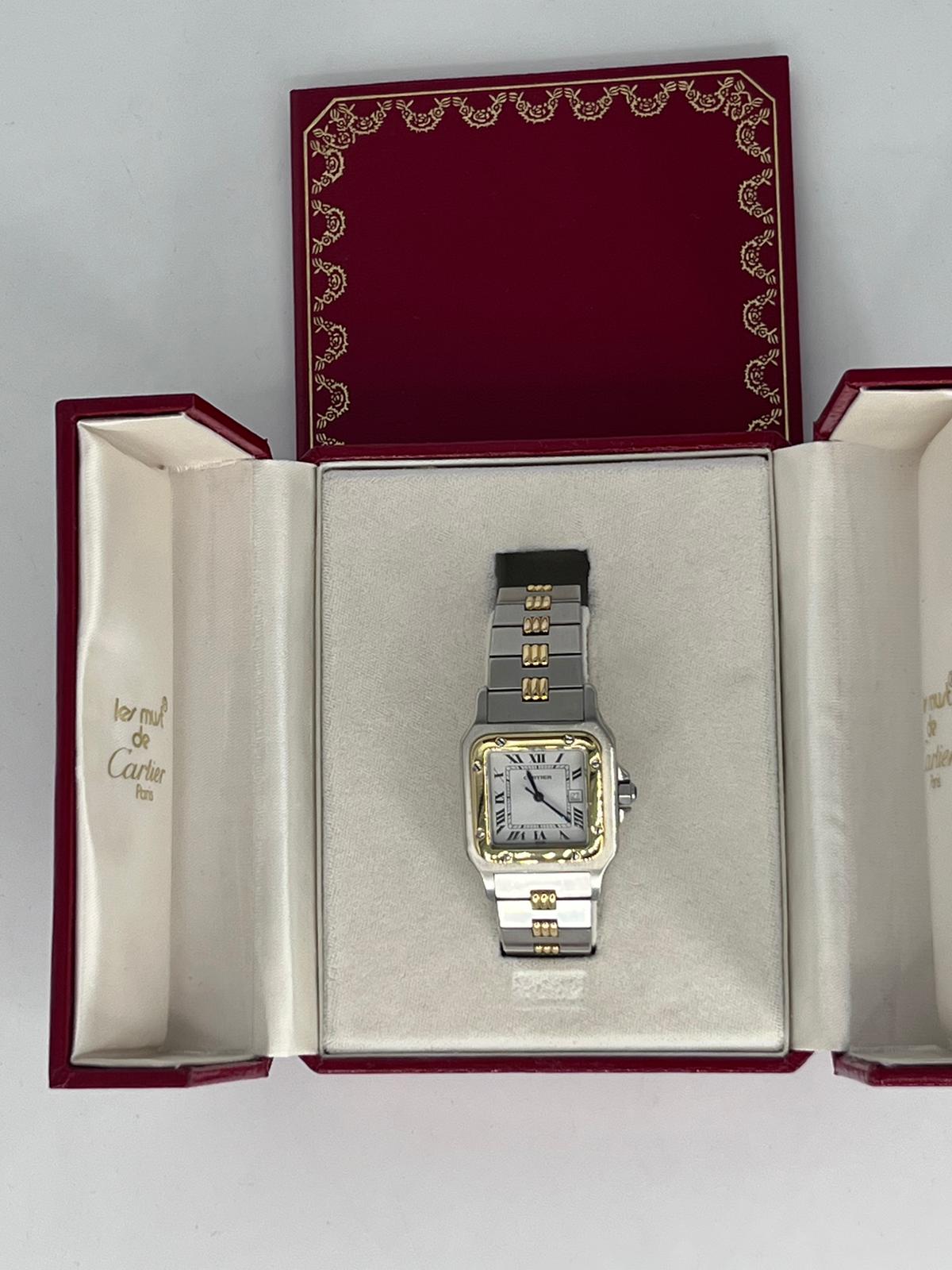 Reloj de oro y acero, Marca: CARTIER, Modelo: SANTOS GALBE con su caja y papeles.