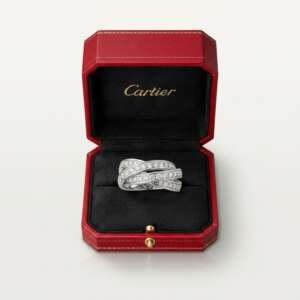 Añillo de oro 18k con diamantes de Marca: CARTIER, Modelo: TRINITY con su certificado