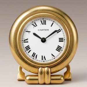 Reloj de mesa bañado en oro con lápiz azulis