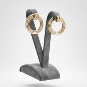 Pendientes de 3 oros ( amarillo - blanco - rosa)de 18k, Marca: CARTIER, Modelo: Magnolia