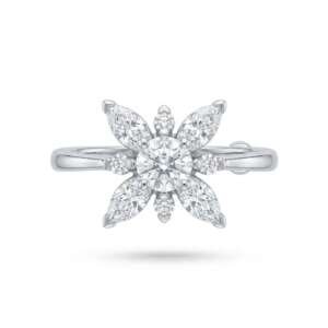 Anillo Antiguo Oro Blanco 18K con Diamantes