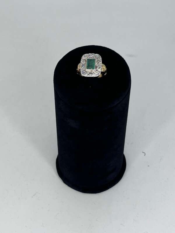 joyeria-szware-compro-oro-mallorca-Anillo-Antiguo-Oro-18K-Diamantes-y-Esmeralda