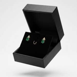Pendientes oro 14k con diamantes y esmeralda