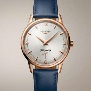 Reloj de oro 18k con pulsera de cuero, Marca: LONGINES