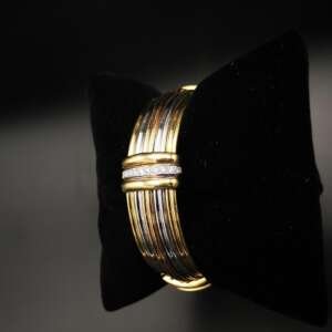 Pulsera tres oros (blanco, rosa, amarillo) 18 k con diamantes