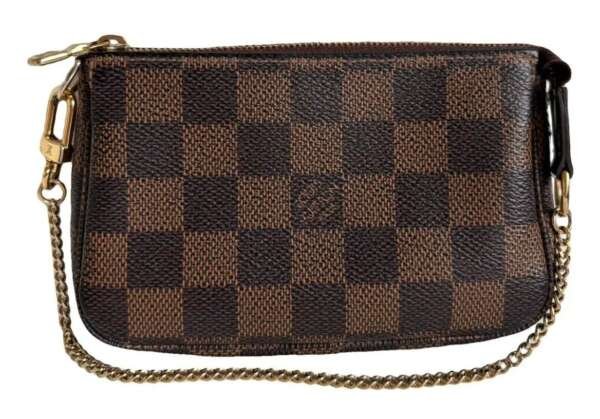 Mini pochette Louis Vuitton Damier Ebene marrón cuero