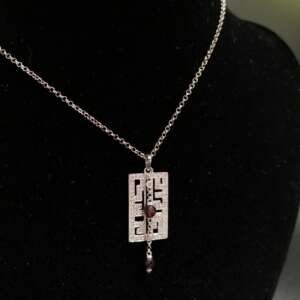 Collar de oro blanco 18 k con diamantes brillantes