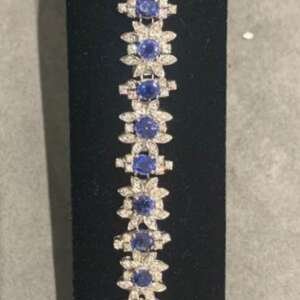 Pulsera de plata con diamantes y zafiros azules