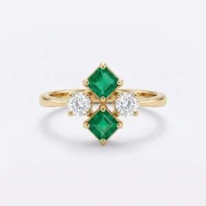 Anillo oro 18 k con diamante y esmeralda