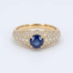 Anillo oro 18 k con diamante y zafiro