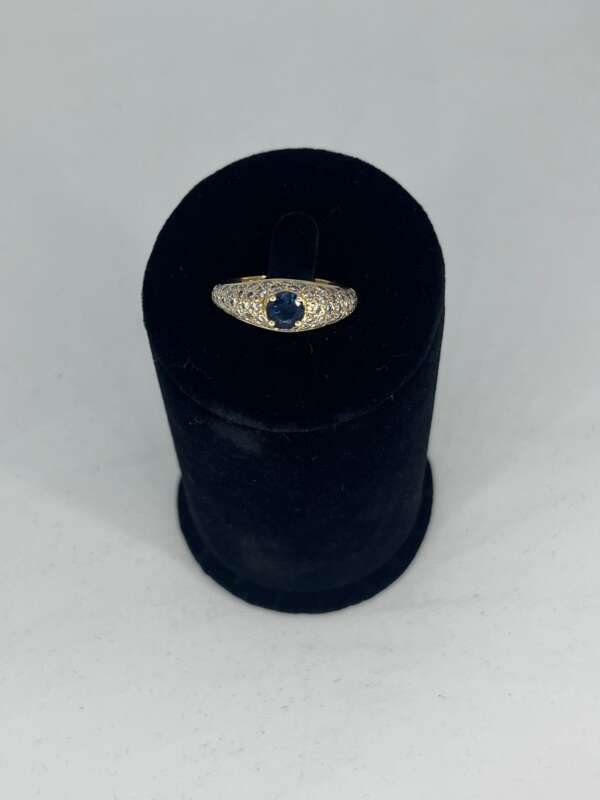 Anillo oro 18 k con diamante y zafiro