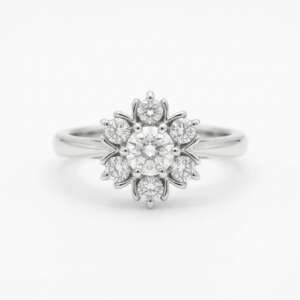 Anillo de oro blanco 18k con diamante de 0.40cts y baguettes laterales