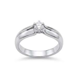 Anillo de oro blanco de 18k con diamante central de 0.35cts – Talla 58