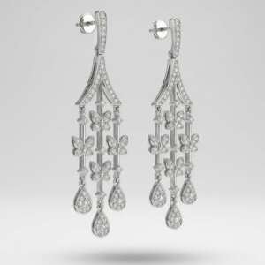Pendientes de oro blanco de 18k con diamantes – 19,64gr