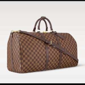 Bolso de viaje Louis Vuitton Keepall 55 Damier Ebene con bandolera