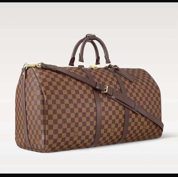 Bolso de viaje Louis Vuitton Keepall 55 Damier Ebene con bandolera