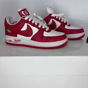 Zapatillas Louis Vuitton x Nike Air Force 1 Low Virgil Abloh White Royal cuero blanco y rojo