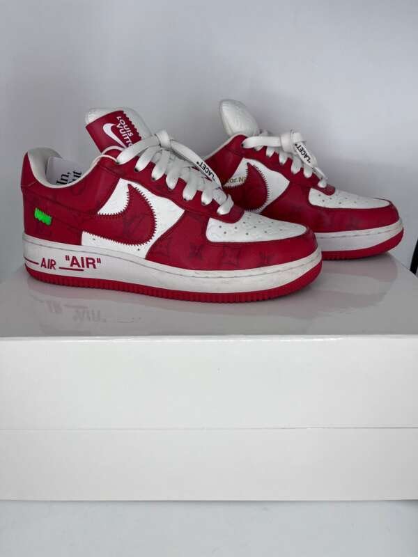 Zapatillas Louis Vuitton x Nike Air Force 1 Low Virgil Abloh White Royal cuero blanco y rojo