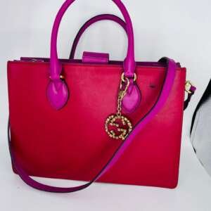 Bolso GUCCI de cuero liso rojo y rosa modelo Bandolera Eclipse