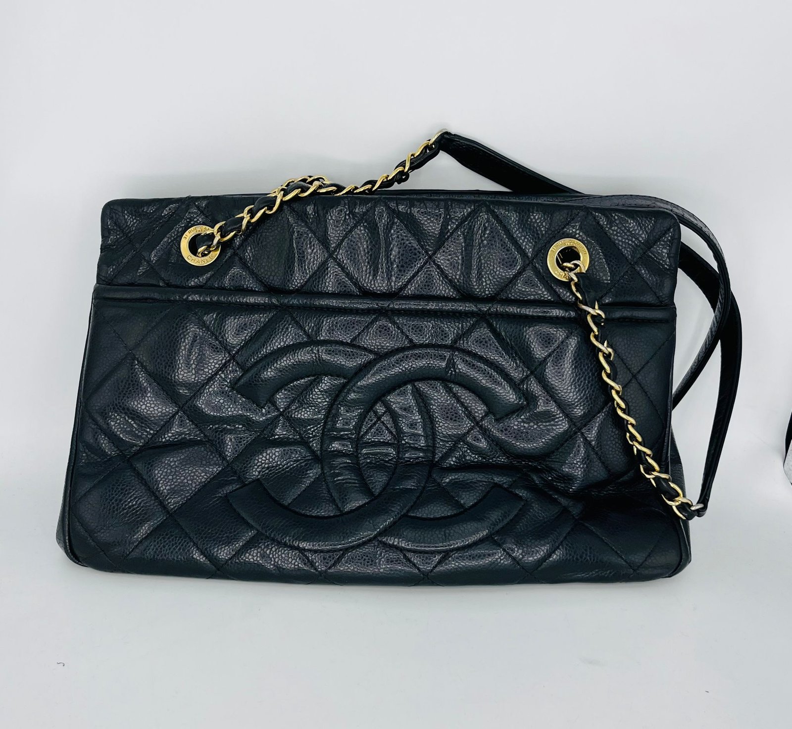 Bolso Chanel Grand Shopping Tote de cuero negro caviar
