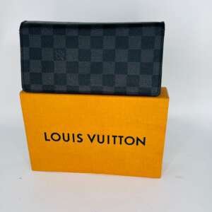 Cartera larga Louis Vuitton Damier Graphite gris con caja y dustbag