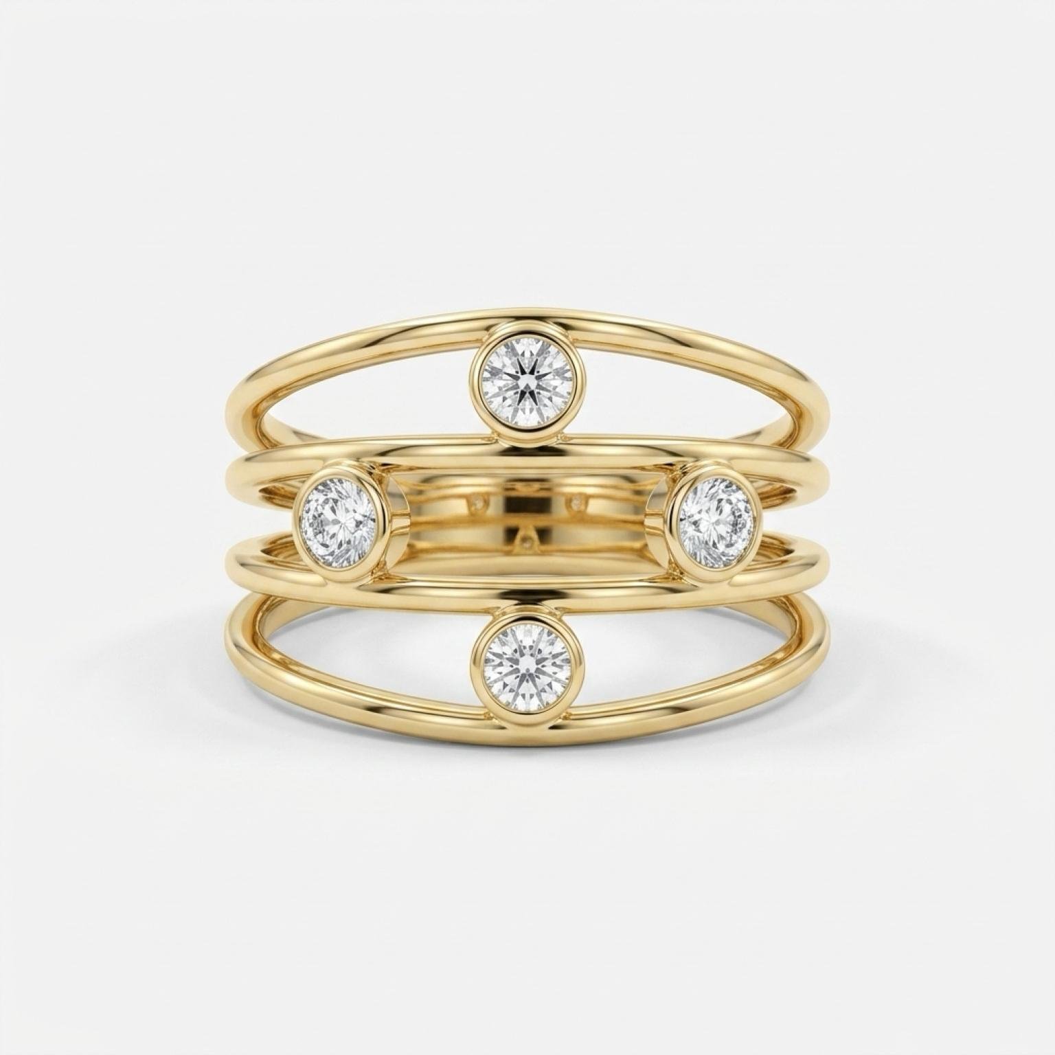Anillo de oro de 18k con 4 diamantes