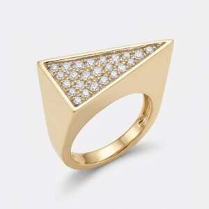 Anillo de oro de 9k con pav&eacute; de diamantes