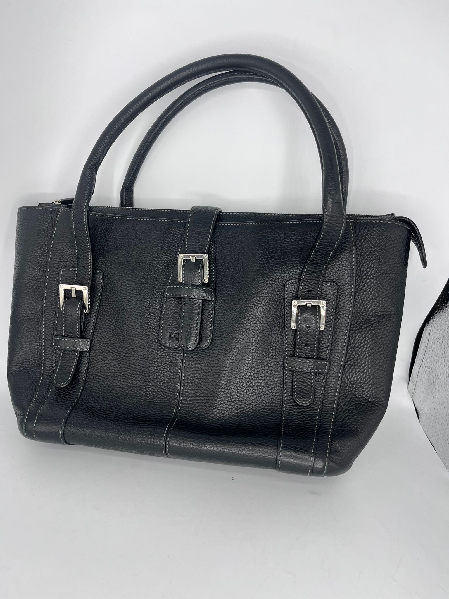 Bolso Loewe Tote Senda de cuero negro