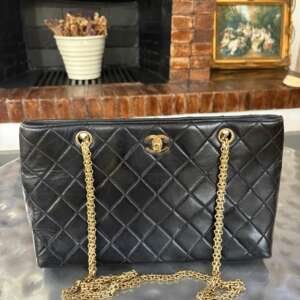 bolso chanel tote bag cuero negro double cc
