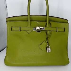 bolso hermes birkin 35 verde anis cuero