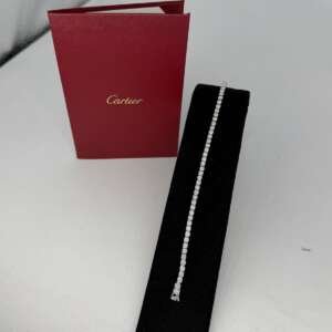 Pulsera Rivière Cartier de oro blanco 18k con diamantes naturales