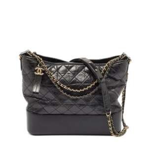 bolso chanel gabrielle cuero negro autentico