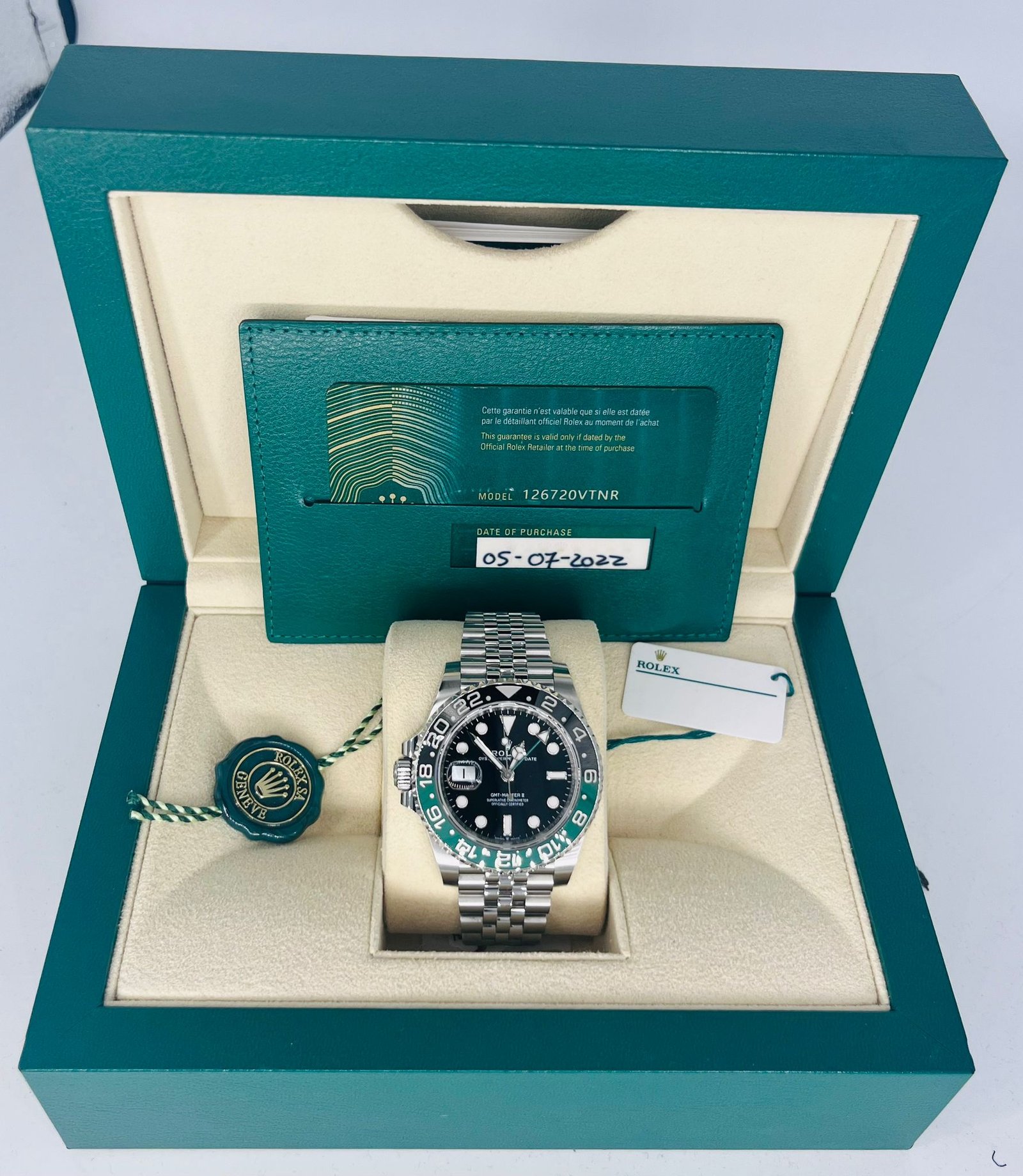 Reloj Rolex GMT-Master II Sprite 2022 de acero con pulsera Jubilee y full set