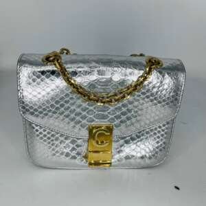 Bolso Céline Crossbody en cuero de pitón color silver