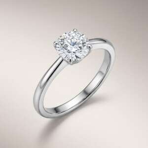 Añillo Solitario de Oro Blanco de 18k con Diamante 0.95 Cts
