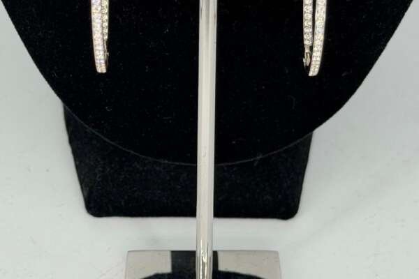 Pendientes Aros de Oro Blanco 18k con Diamantes