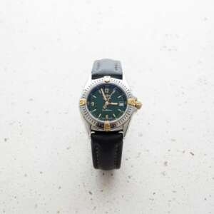 Breitling acero cuarzo esfera verde correa verde