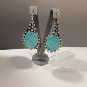 Pendientes de Oro 18k con Diamantes Rosas Antiguos y Turquesas