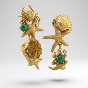 Pendientes oro 18k diamantes esmeraldas Piccolo Renato