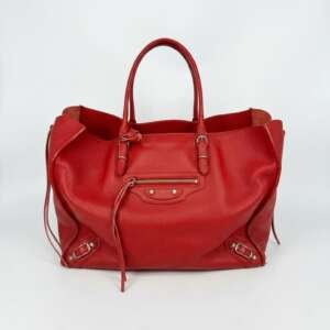 Balenciaga Papier Shopping cuero rojo