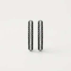 Pendientes oro blanco 18k diamantes blancos y negros