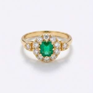 Anillo oro 18k esmeralda diamantes