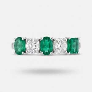 Anillo oro blanco esmeraldas diamantes
