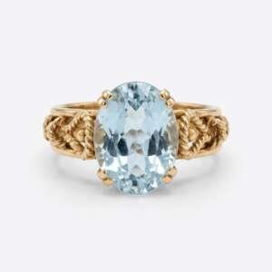 Anillo oro 18k aguamarina